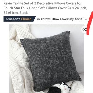 New! Set of 2 decorative accent throw pillow covers gray faux linen